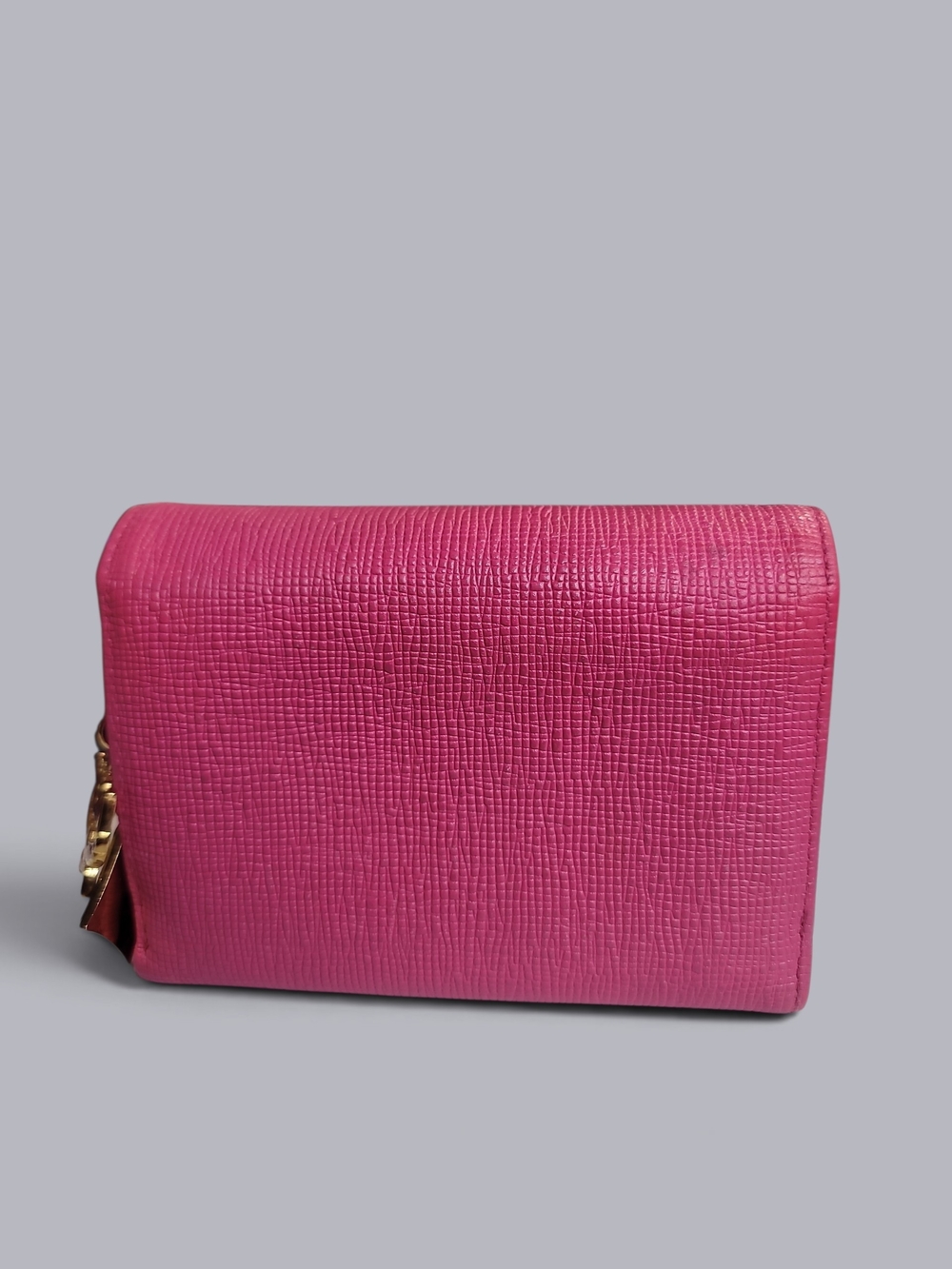 MCM Hot Pink Leather Trifold Wallet Charm Detail In Great Condition - Picture 3 of 16